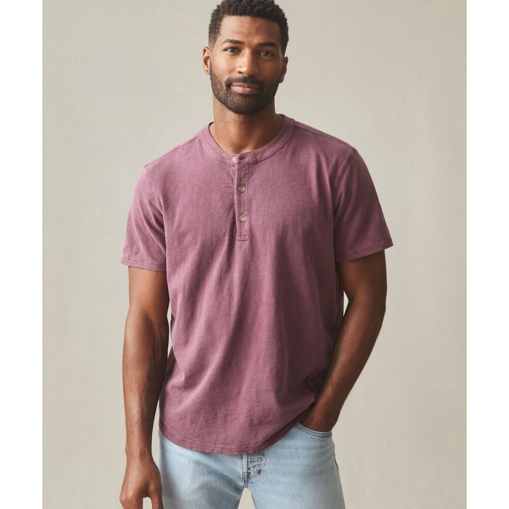 American Giant Henley Shirt Mens 2XL Red Broken In Premium Slub Short Sleeve NEW